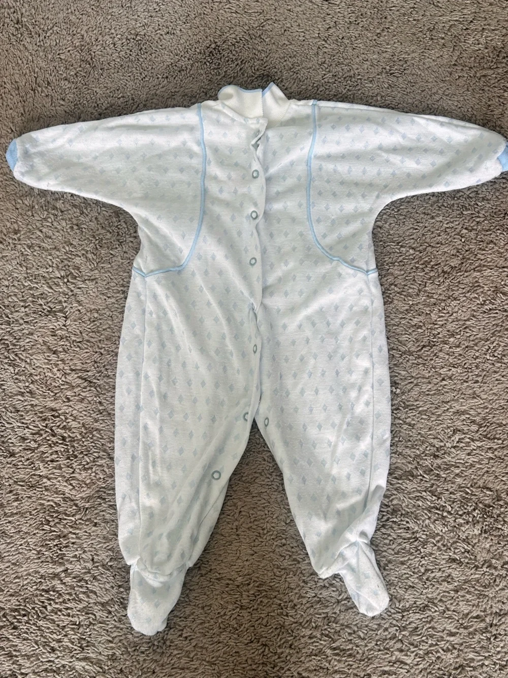 Baby Dior Designer Cozy Light Blue Baby One-Piece Footed Sleeper Large 18-25 lbs